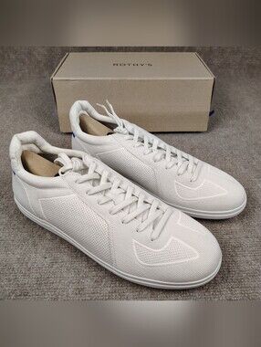 Men's Rothy's Style#056-002 White Lace-Up Textile Sneakers Sz 12 US